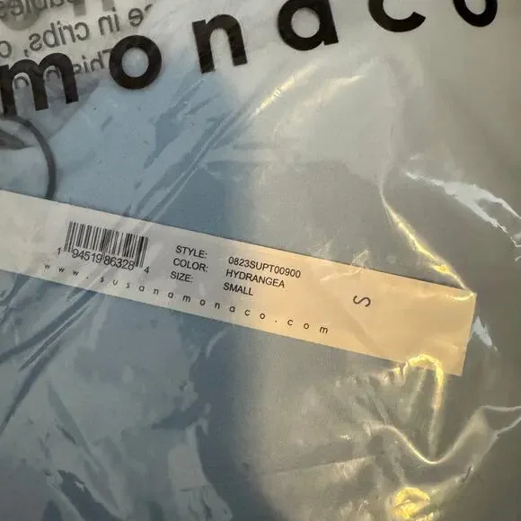 Susana Monaco Sleeveless V-Strap Top 8" in Blue NWT Size Small - Picture 8 of 9